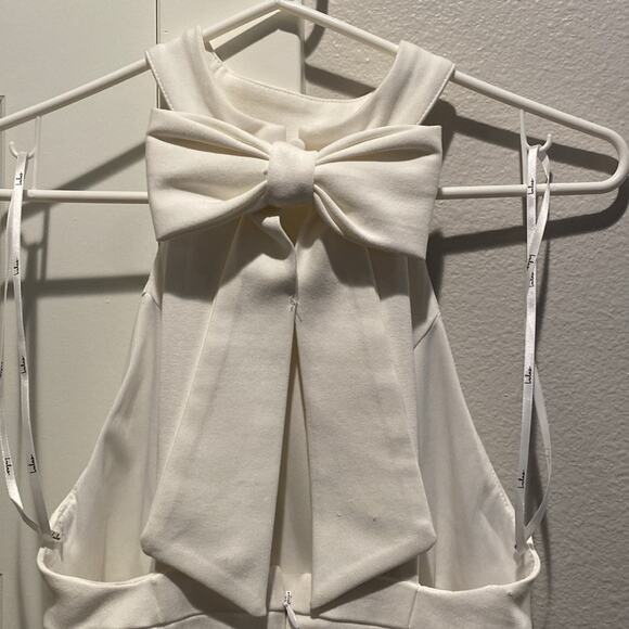 NWOT Lulus Ivory Halter Bodycon Maxi Dress with Back Neck Bow Size XXS - Picture 9 of 12